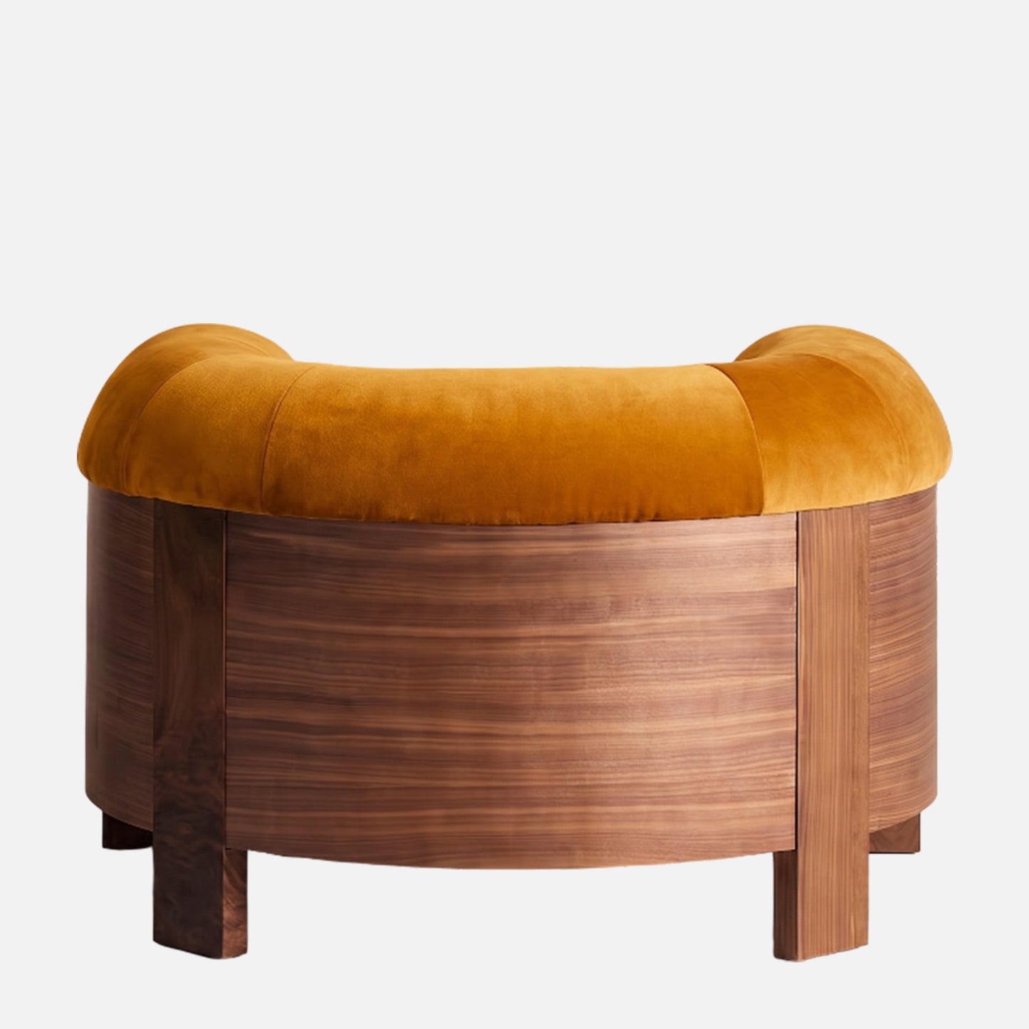 Treevino Wooden Arm Amber Brown Velvet Lounge Chair