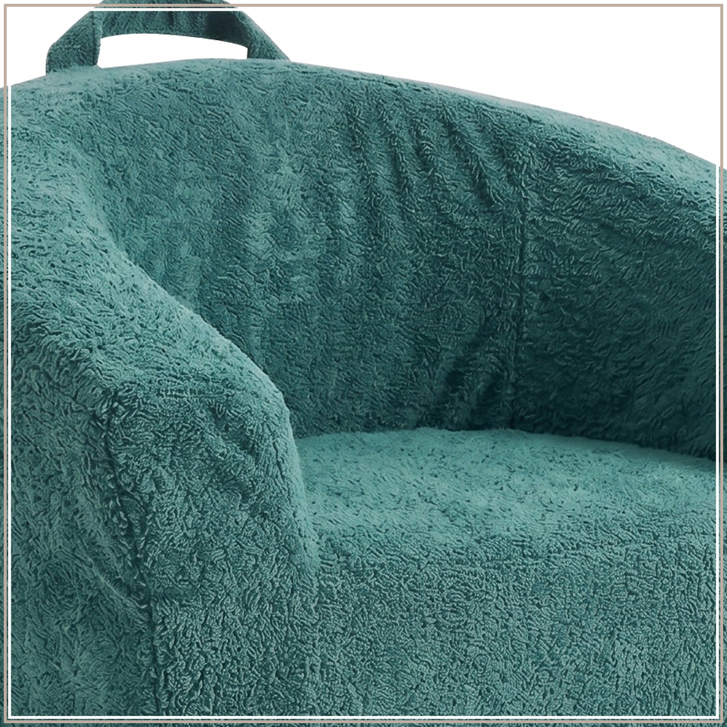 Gabriel Olive Green Puffy Organic Cotton Kids Lounge Chair | Nestroots