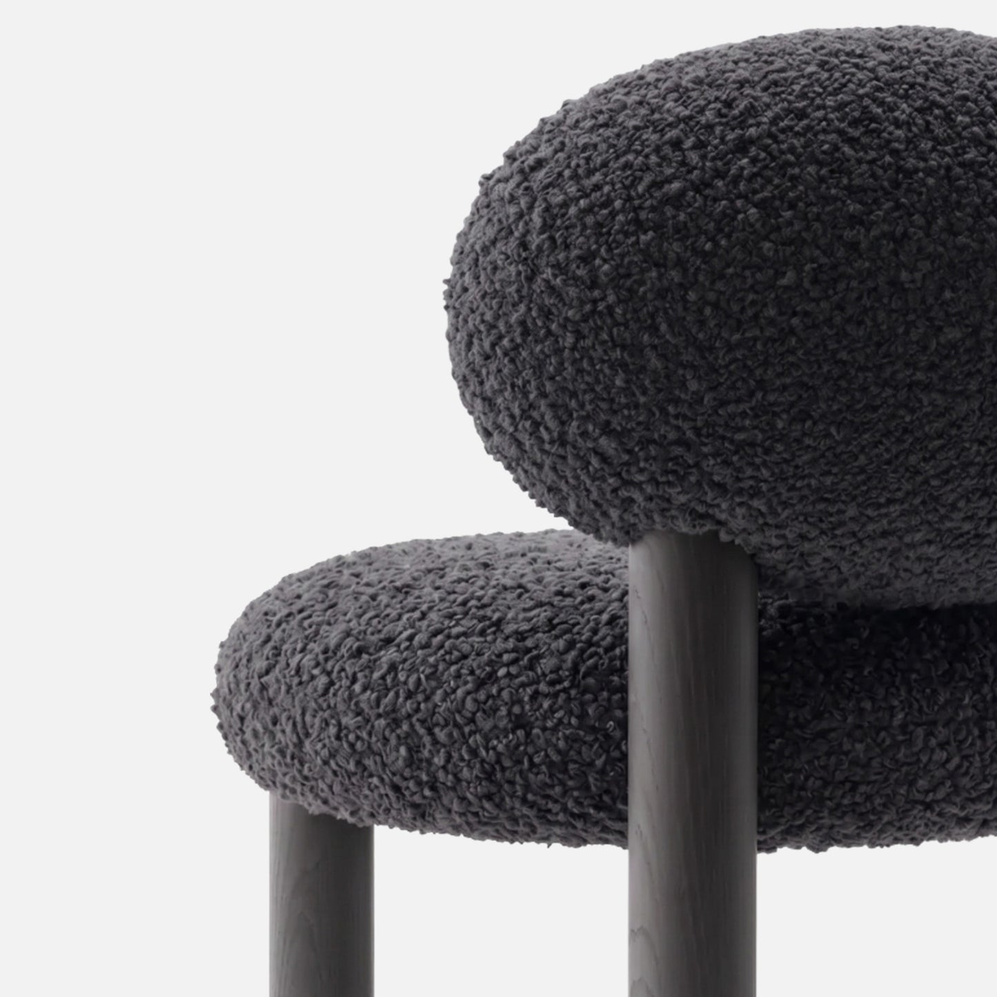 Boevik Plush Charcoal Black Bar Boucle Stool
