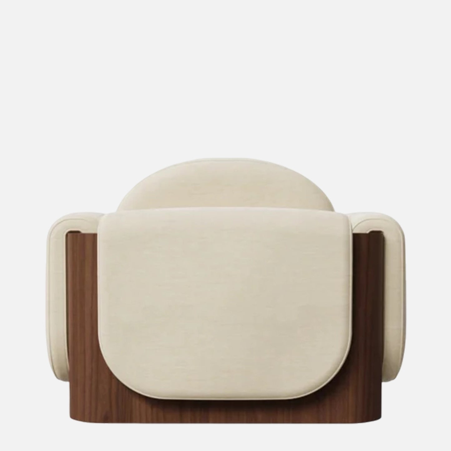 Breavion Classic Wood Arm Cream Velvet Lounge Chair