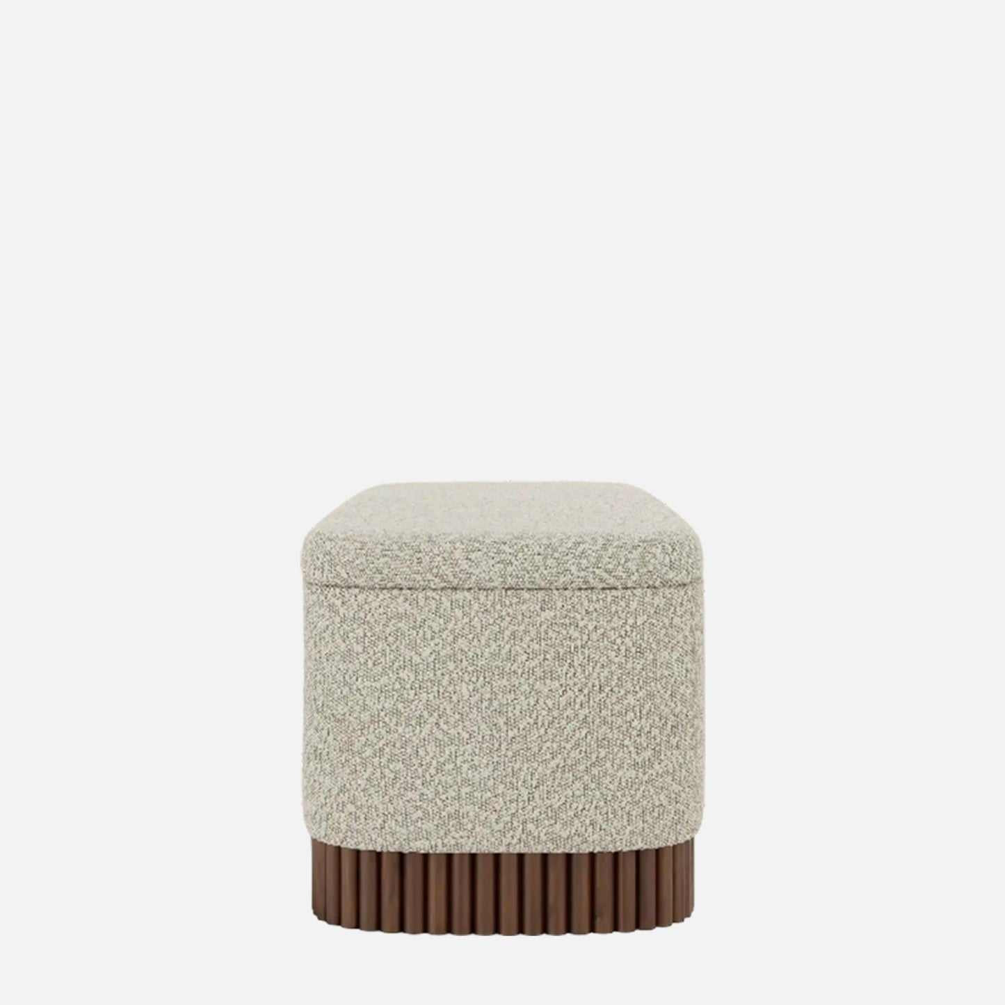 Lunara Edge Textured Grey Boucle Storage Bench