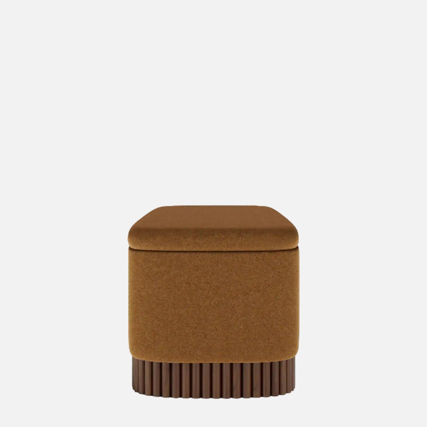 Lunara Edge Caramel Brown Boucle Storage Bench