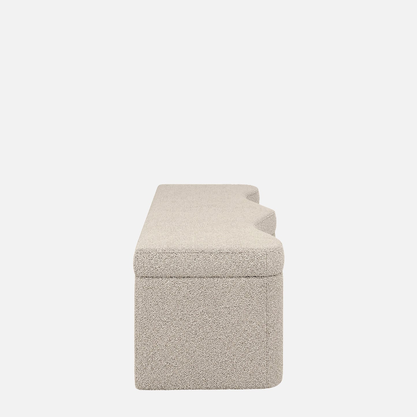 Velmora Wave Grey Boucle Storage Bench