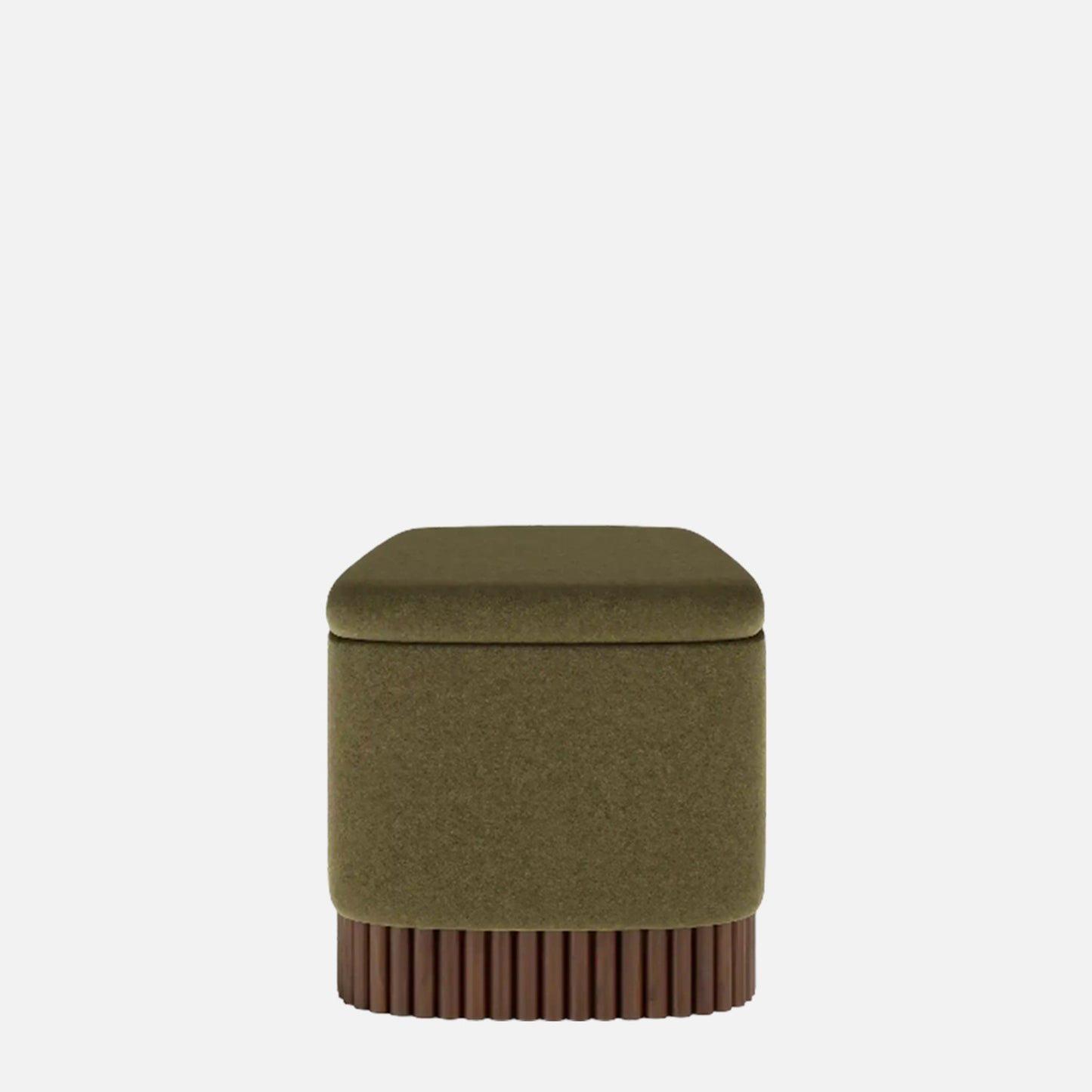 Lunara Edge Moss Green Boucle Storage Bench