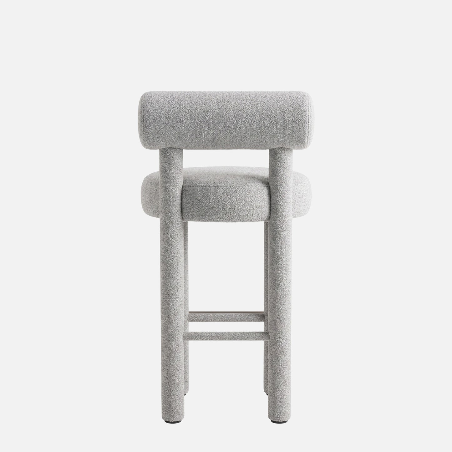 Teervon Classic Walnut Ivory Bar Velvet Stool