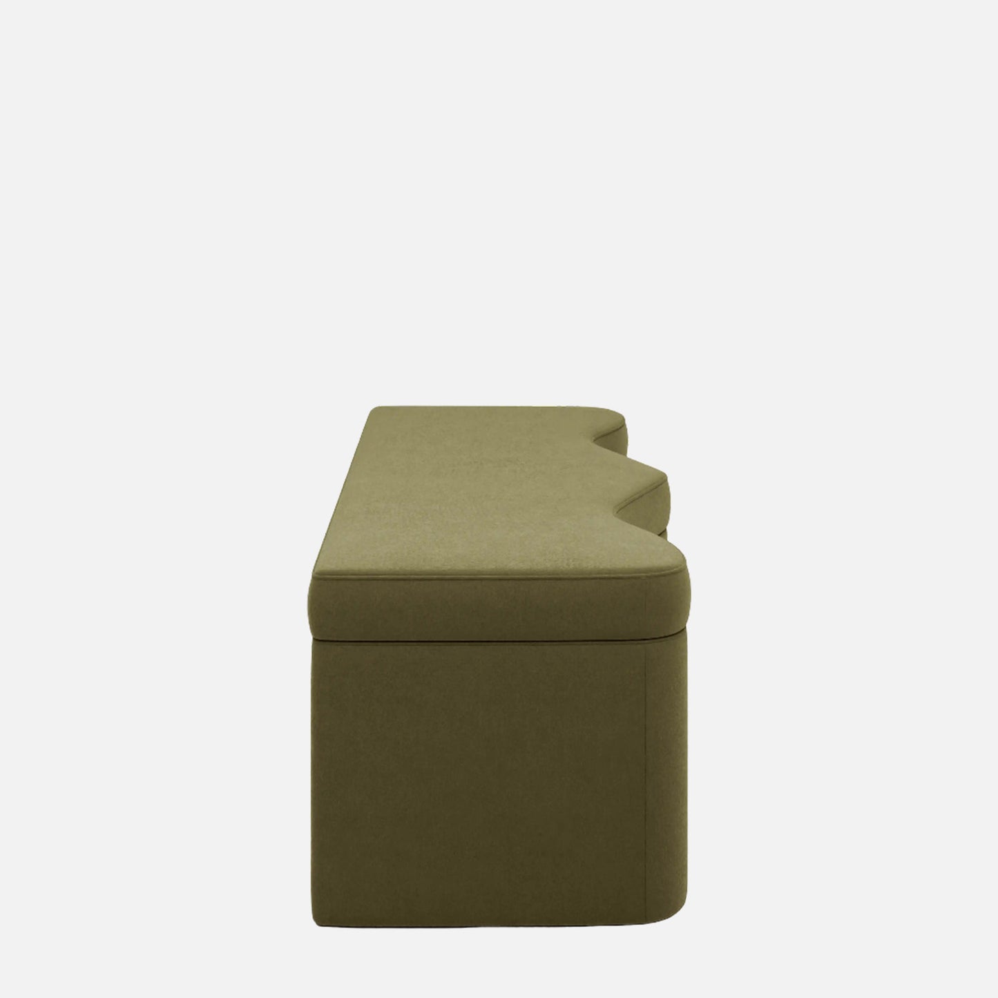 Velmora Wave Moss Green Boucle Storage Bench
