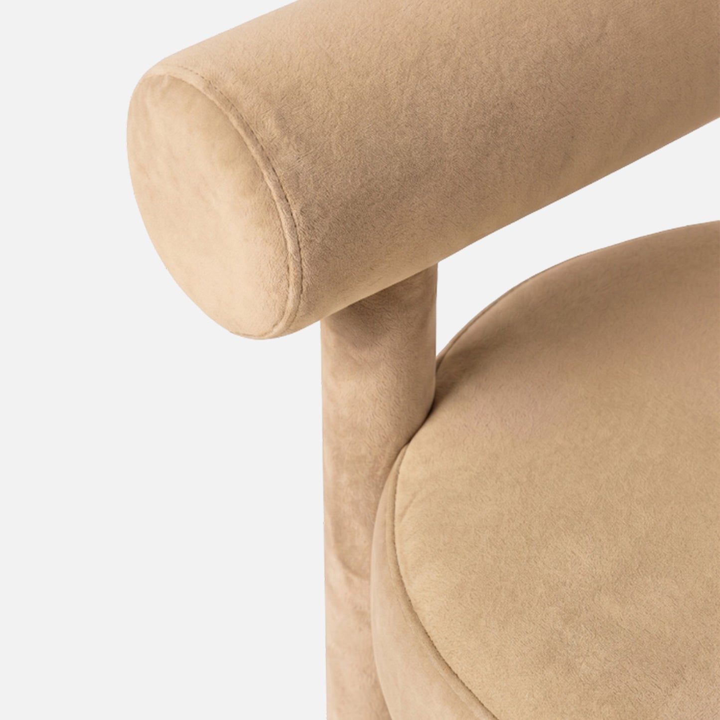 Elevara Cylinder Back Soft Ivory Velvet Dining Chair