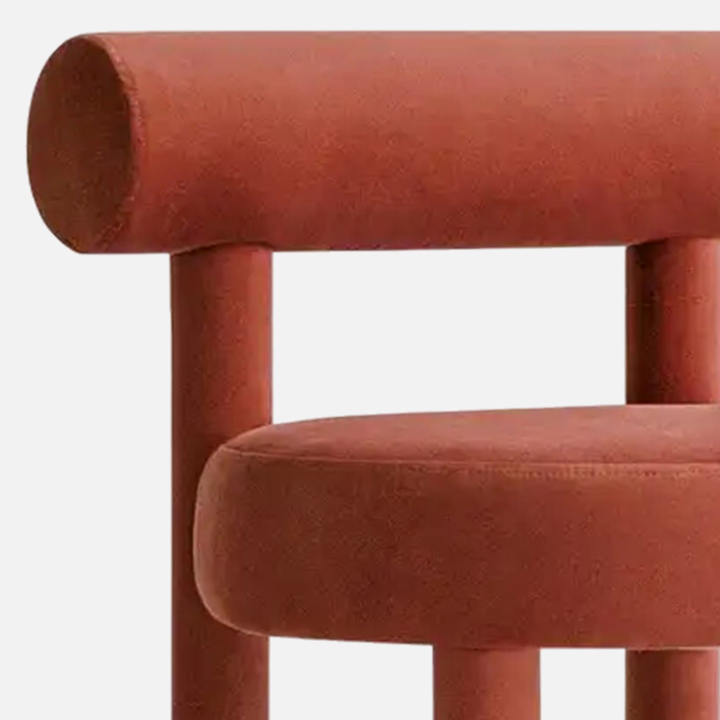Elevara Cylinder Back Terracotta Rust Cotton Boucle Dining Chair