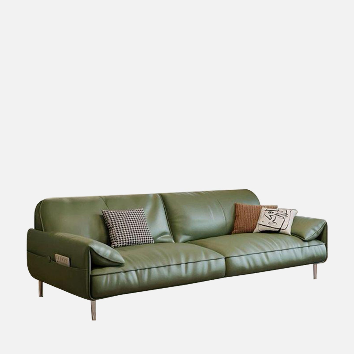 Valerio Leatherette 3 Seater Sofa in Olive Green Colour