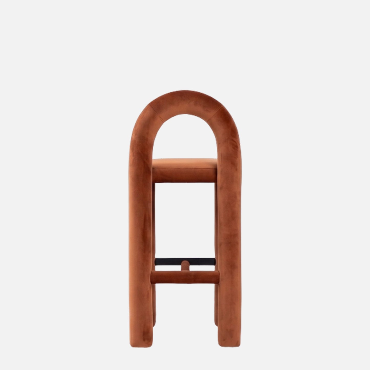 Arevex Arch Back Terracotta Bar Velvet Stool