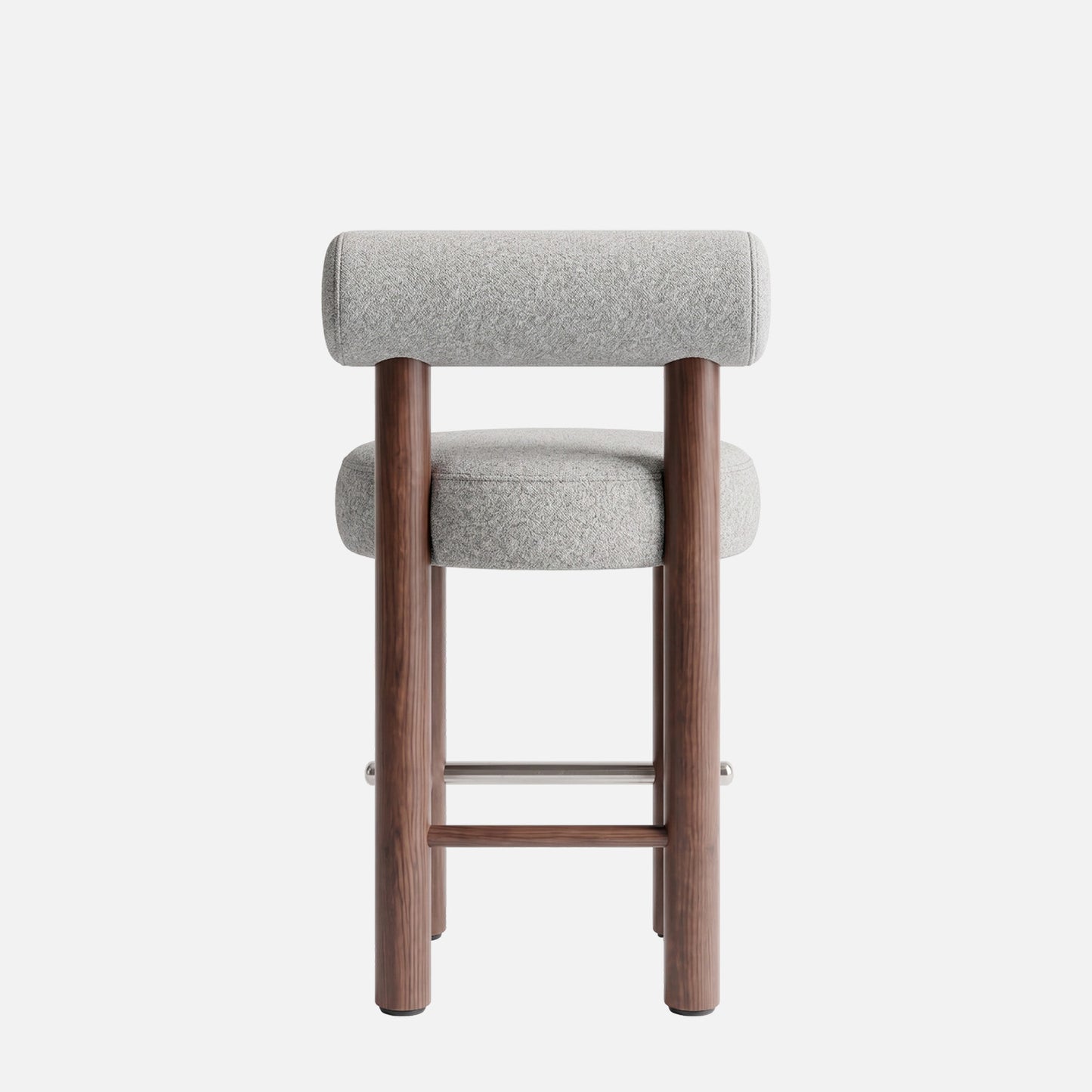 Teervon Classic Walnut Brown Bar Velvet Stool