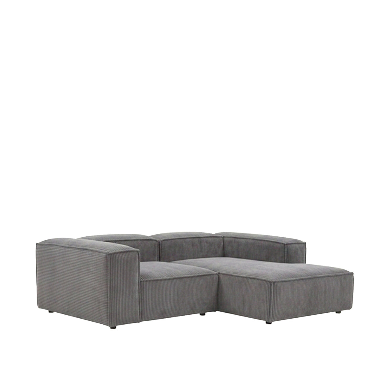 Elegant Edge 2 Seater Versatile Corduroy Grey L Shaped Sofa