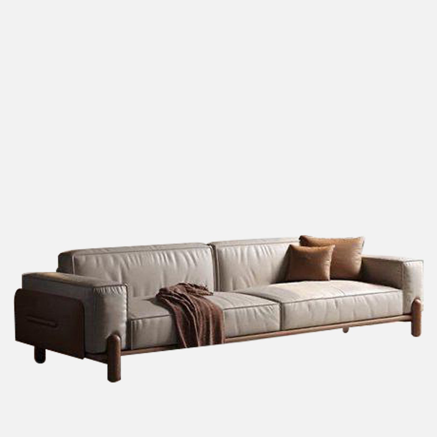 Elaris Leatherette 3 Seater Sofa in Creme Colour