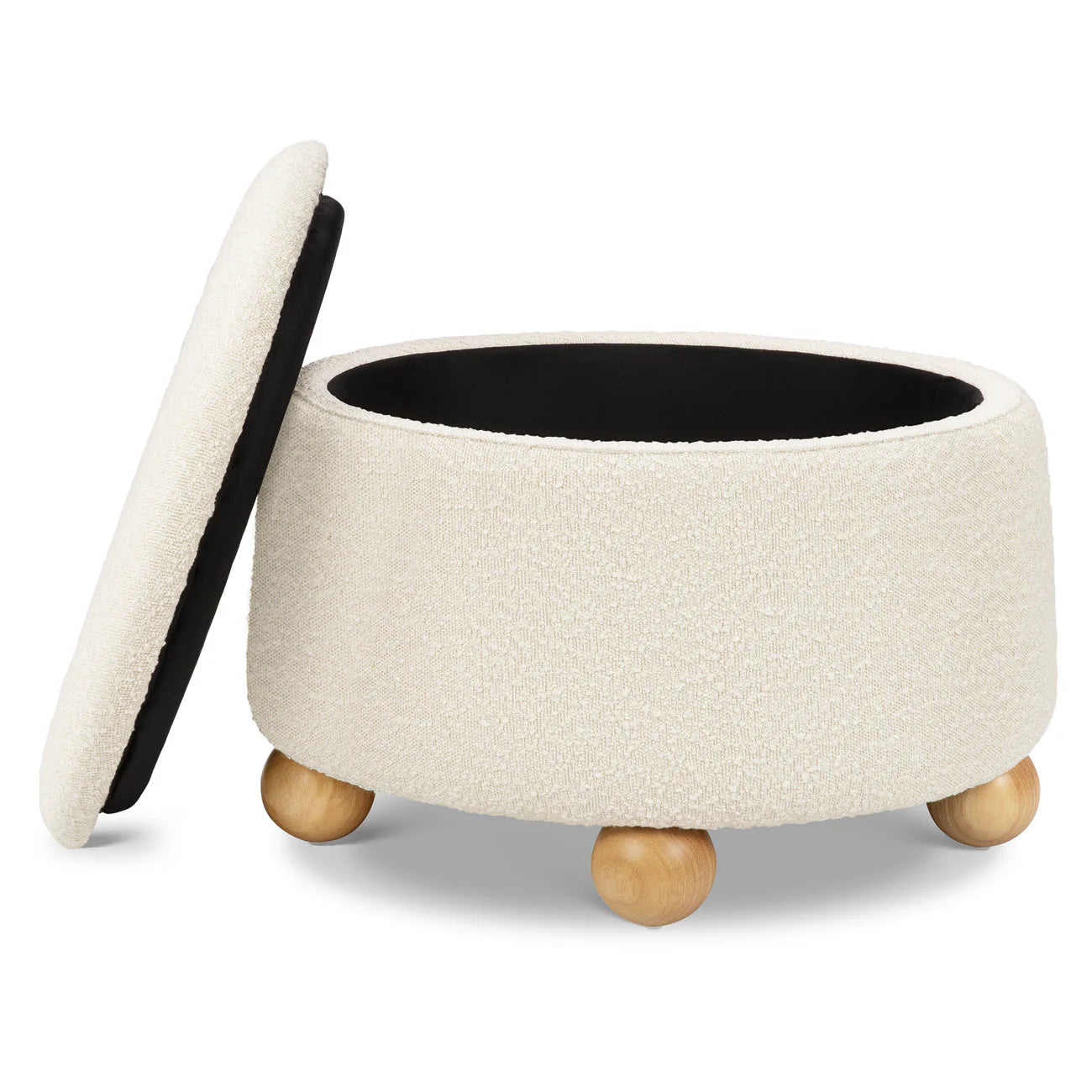 Ivory Cream Boucle Nest Storage Boucle Kids Pouffe