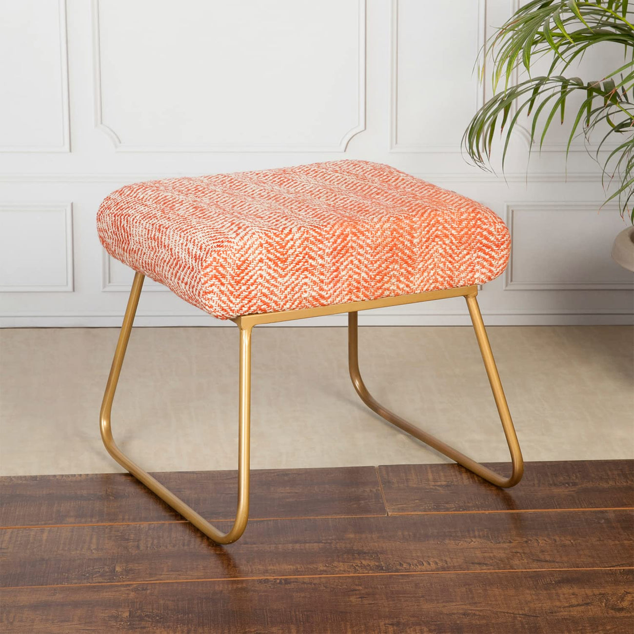 Library Stool Orange Buy Orange Slub Metallic Stool Online In India at Best Prices | Nestroots