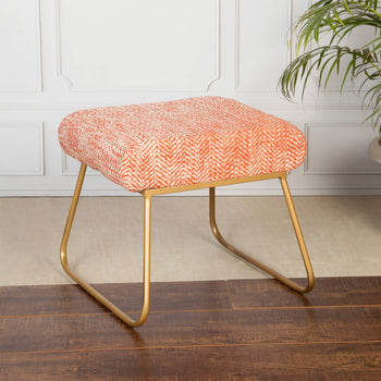Copy of Bohemian Jacquard Metallic Stool in Orange Slub Set of 2