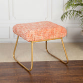 Copy of Bohemian Jacquard Metallic Stool in Orange Slub Set of 2