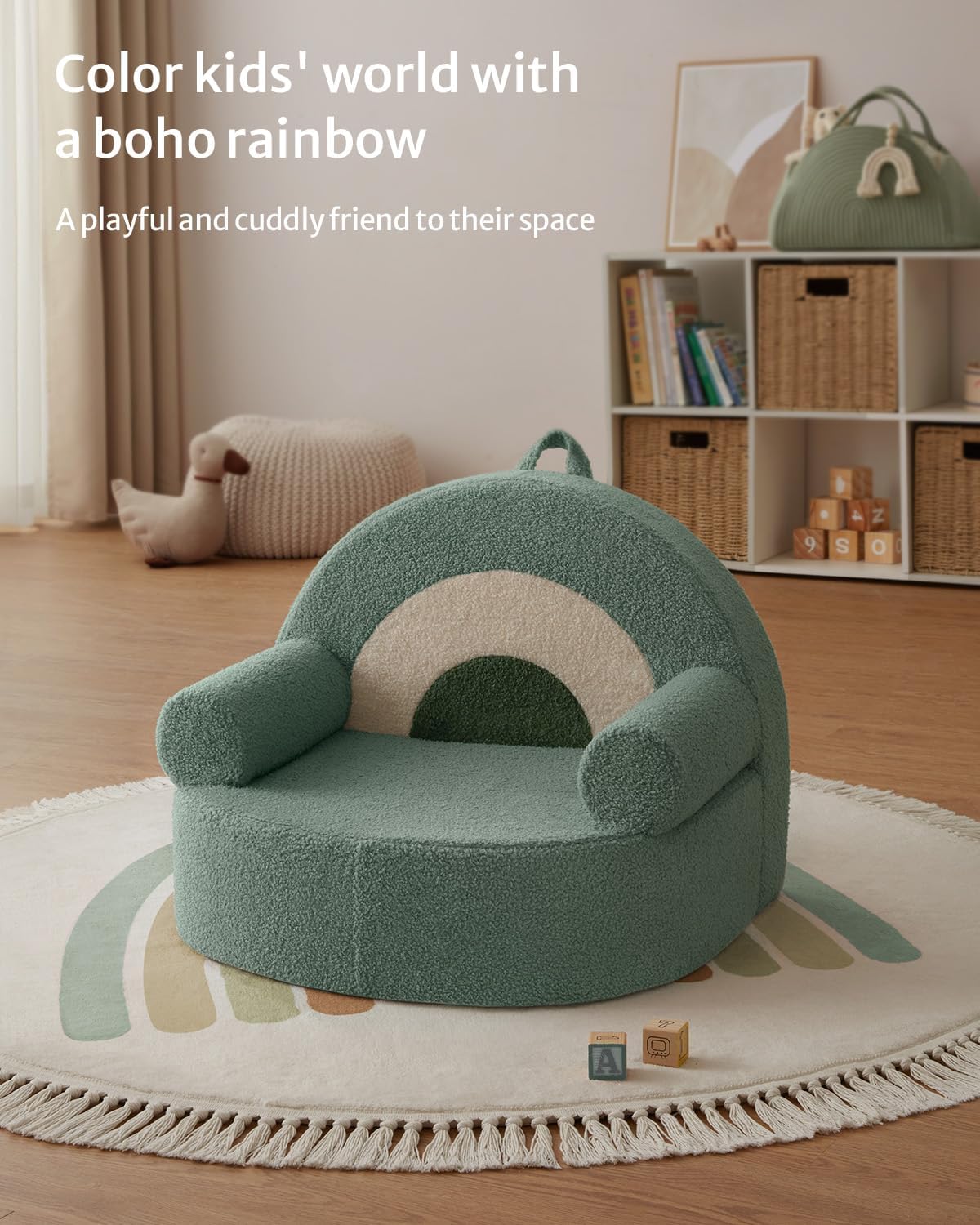 Sage Green RainbowNest Kids Sofa ChairCrystal Velvet