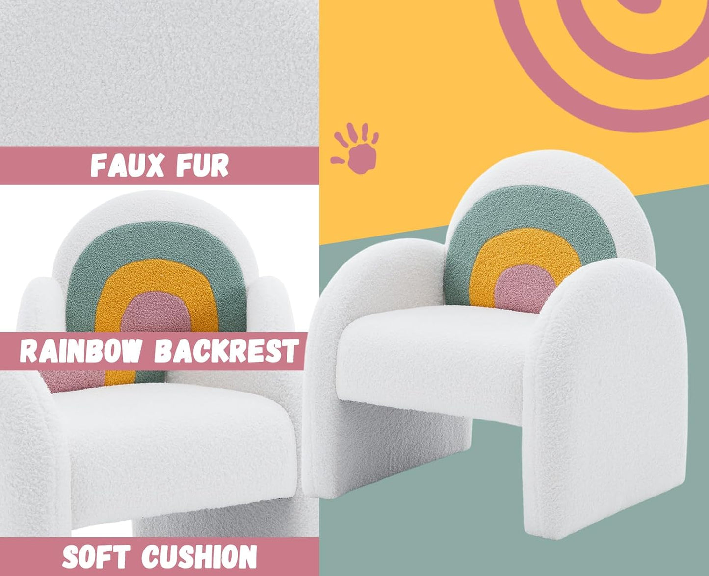 Rainbow Arch Faux Fur Kids Lounge Chair