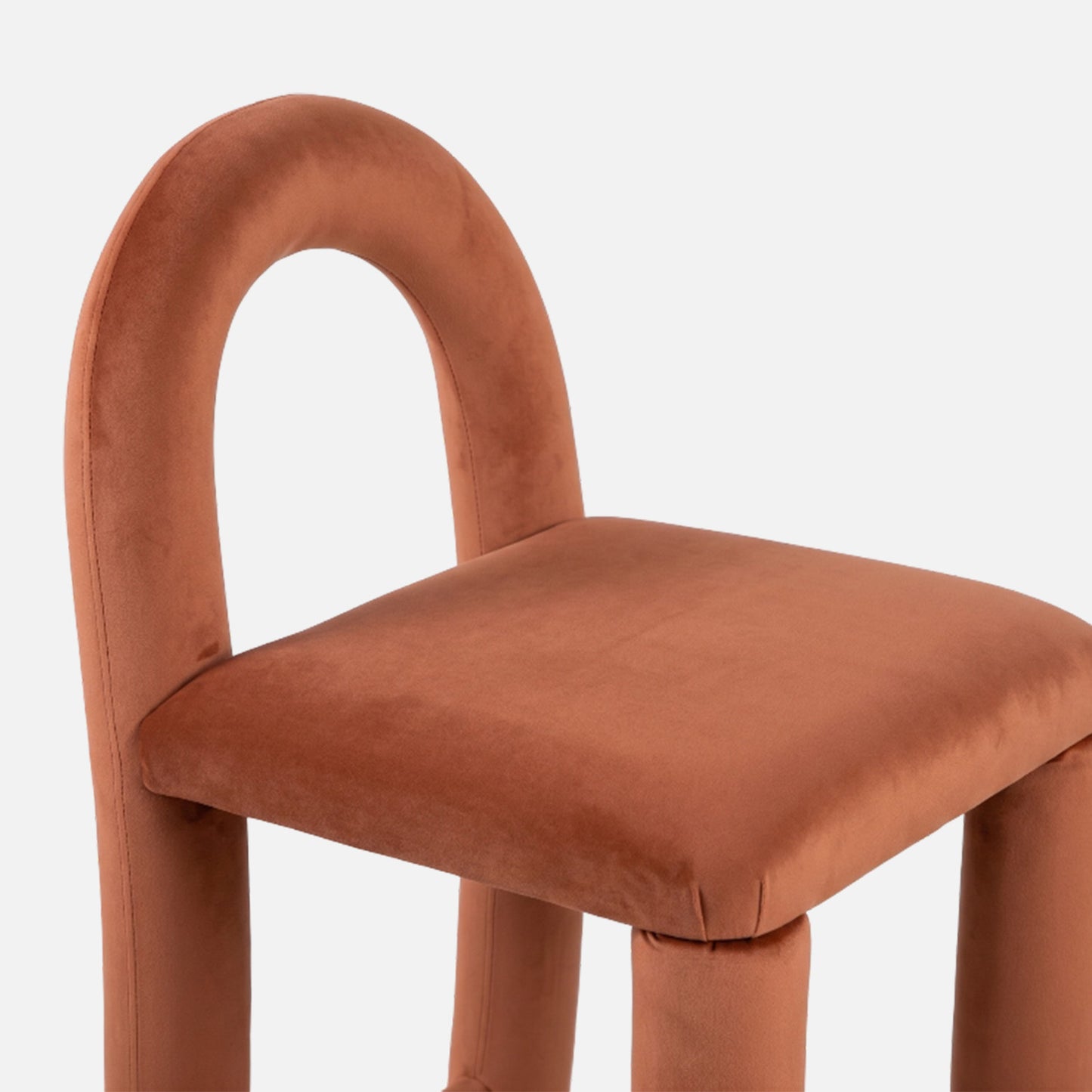 Arevex Arch Back Terracotta Bar Velvet Stool