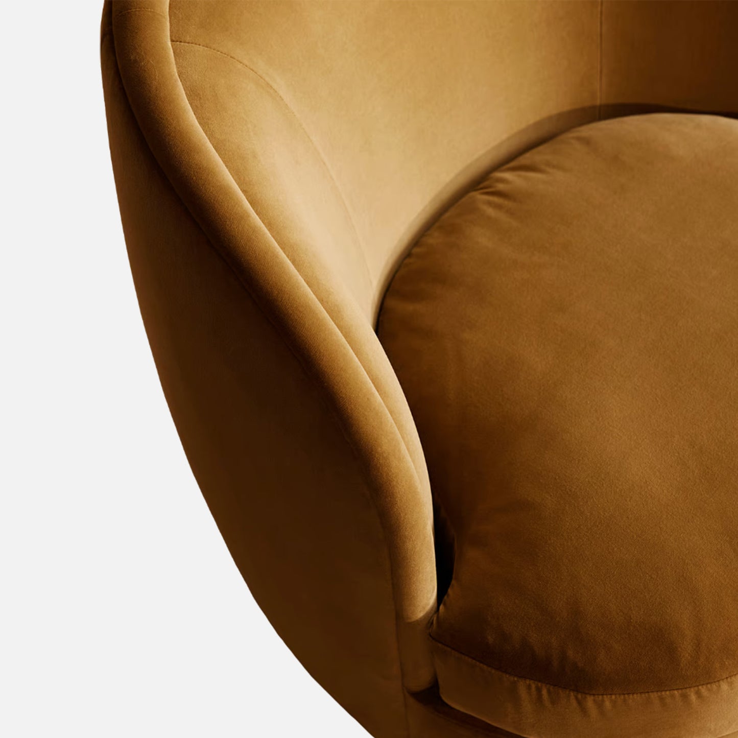 Orevella Classic Barrel Mustured Yellow Velvet Lounge Chair