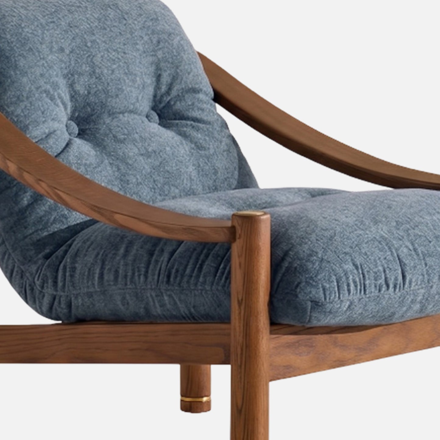 Aveeron Wood Frame Slate Blue Velvet Lounge Chair