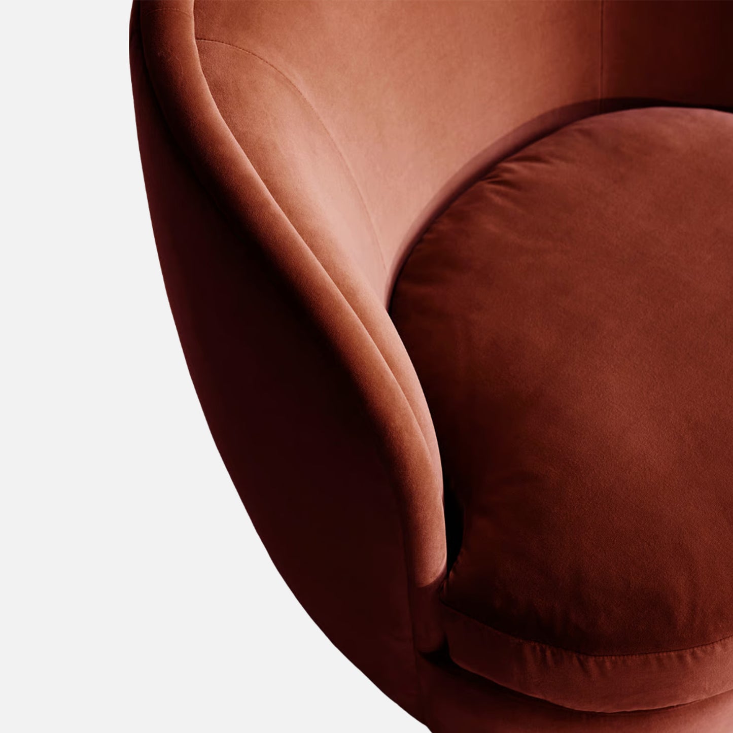 Orevella Classic Barrel Rust Red Velvet Lounge Chair