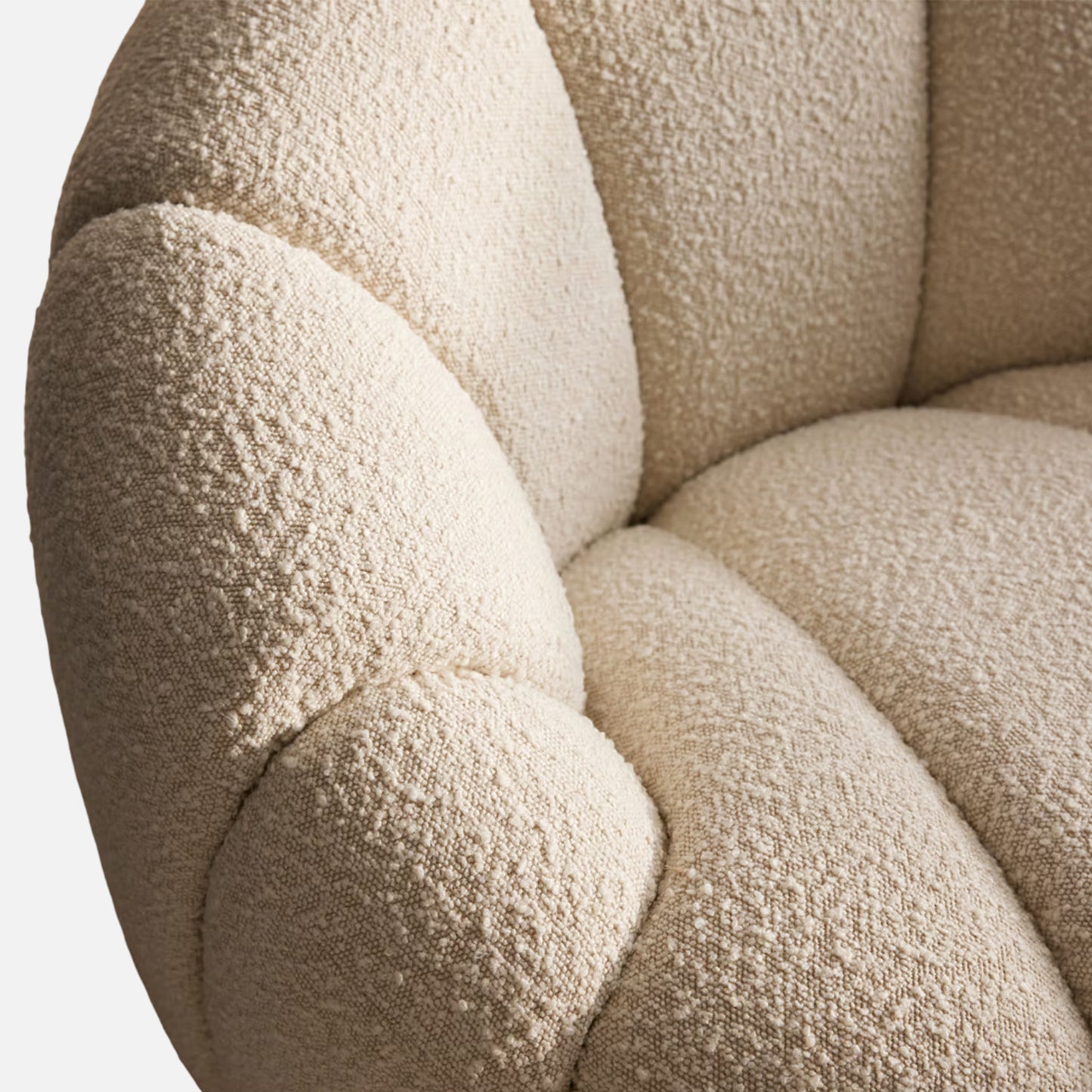 Fleoriane Petal Swivel Cream Boucle Lounge Chair