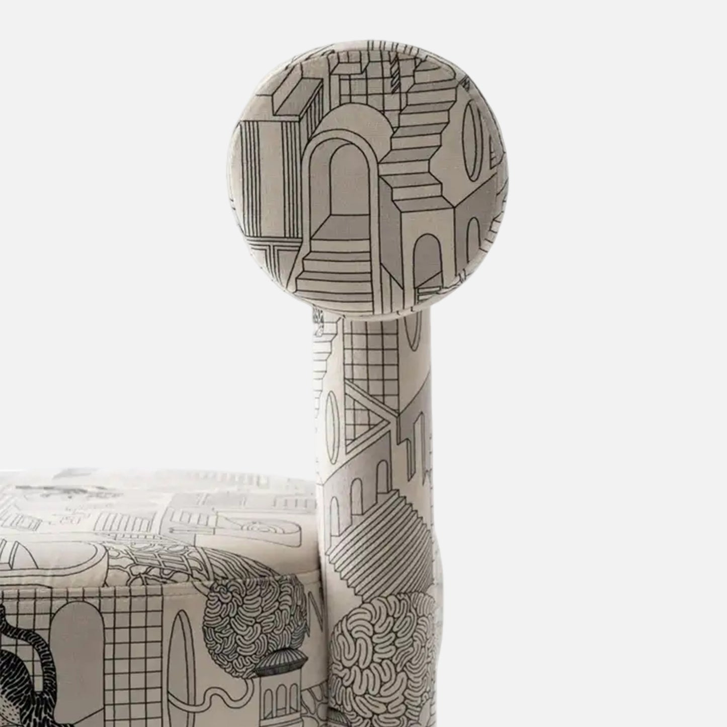 Moenvra Printed Ash Grey Pattern Velvet Dining Chair