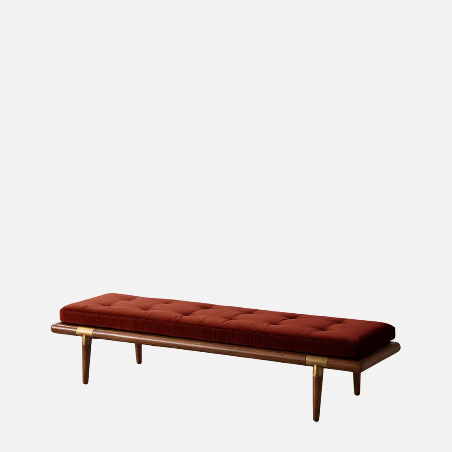 Aurelio Tufted Caramel Brown velvet Bench