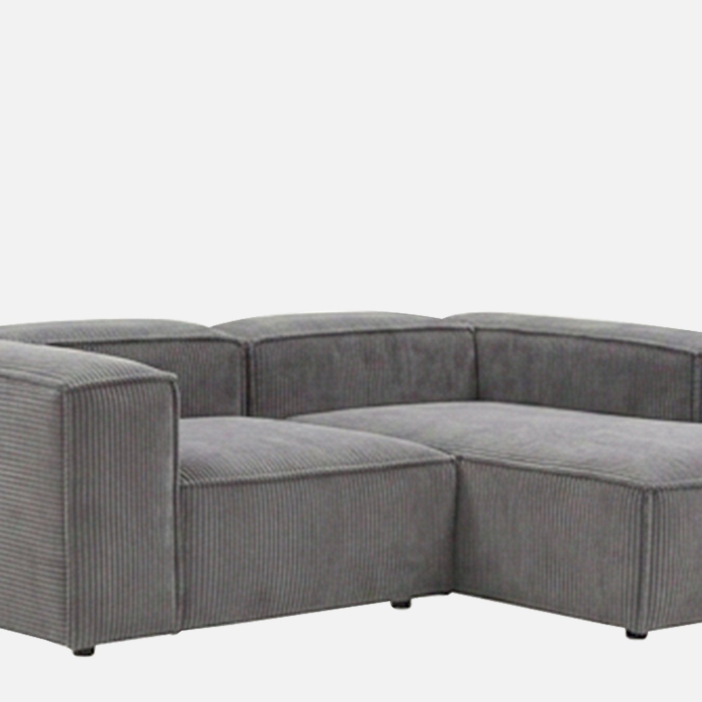 Elegant Edge 2 Seater Versatile Corduroy Grey L Shaped Sofa
