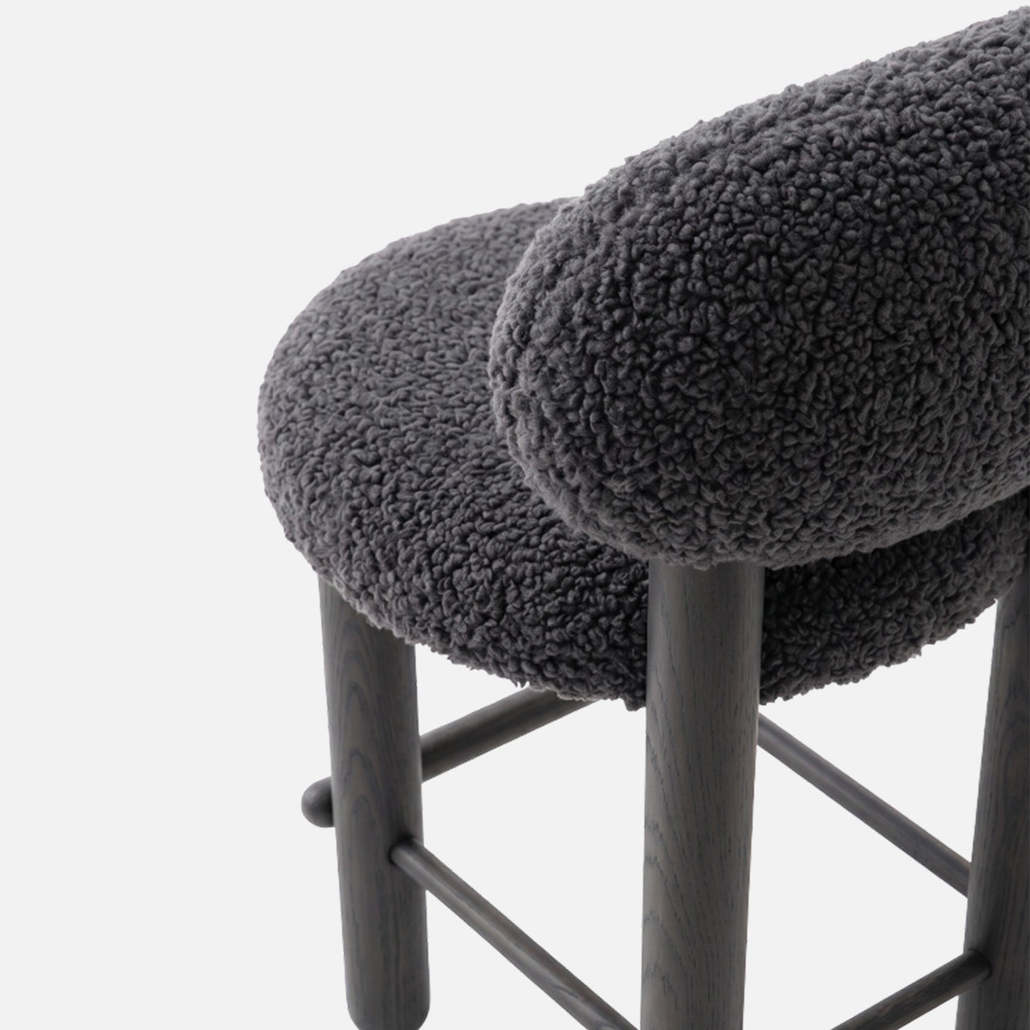Boevik Plush Charcoal Black Bar Boucle Stool