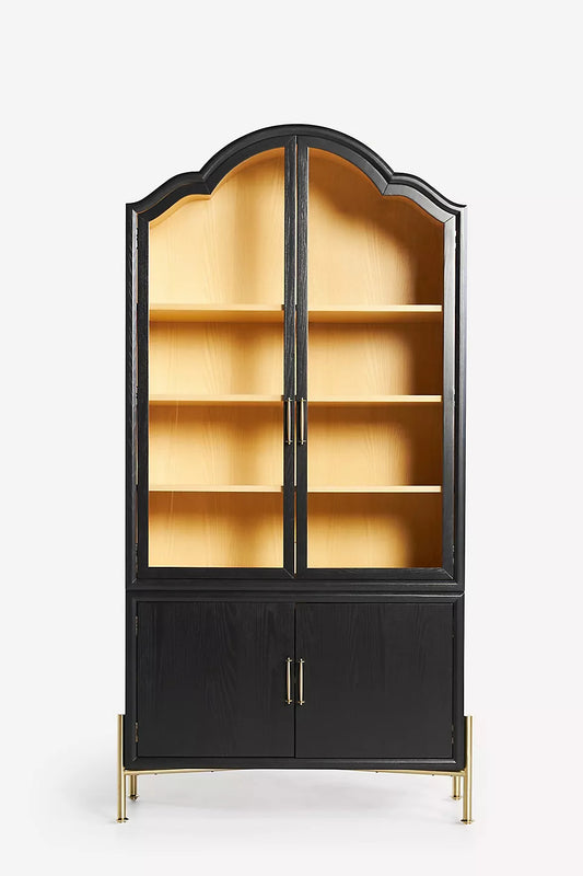Livia Glass & Wood Storage Hutch Black