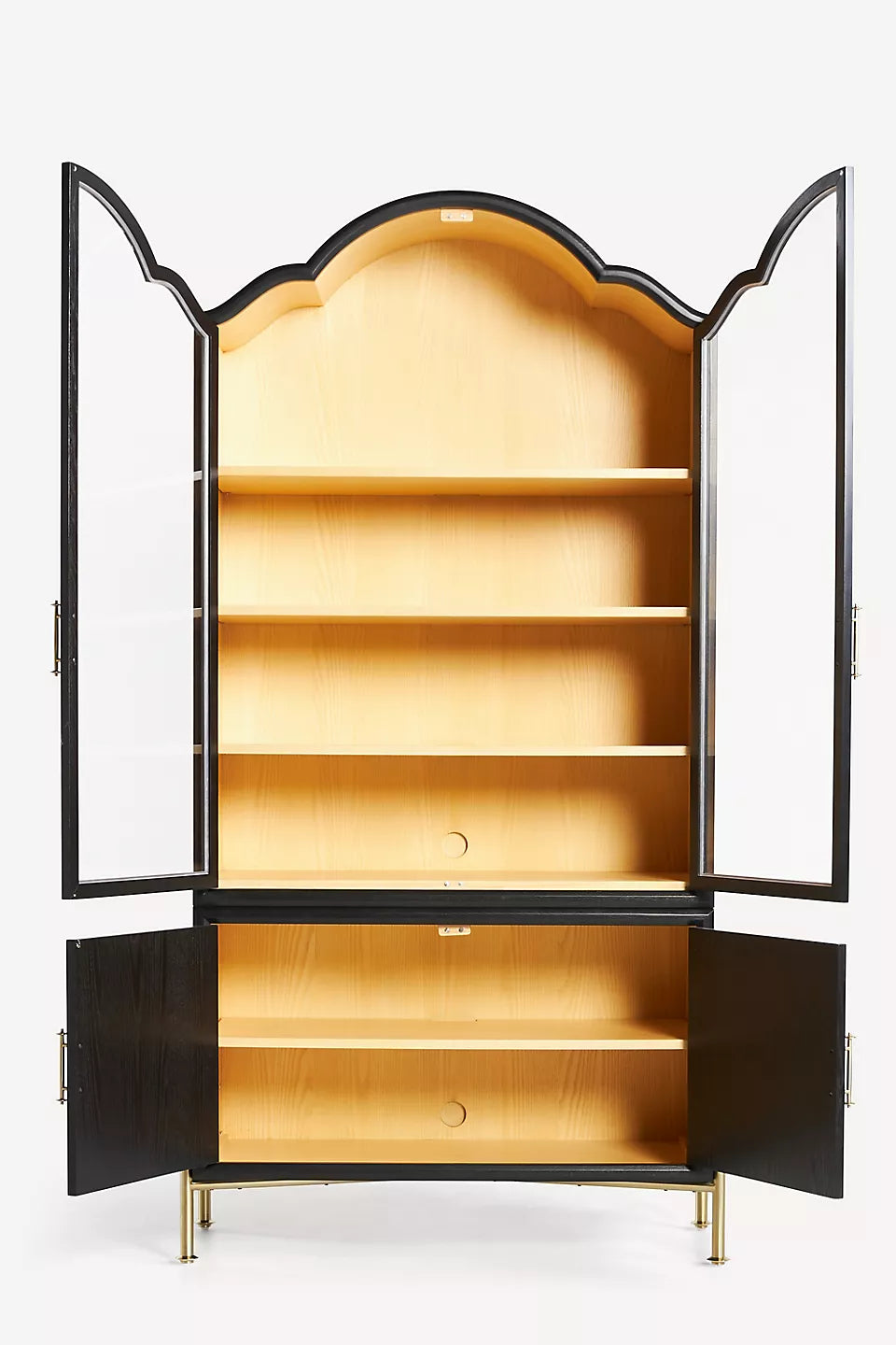 Livia Glass & Wood Storage Hutch Black