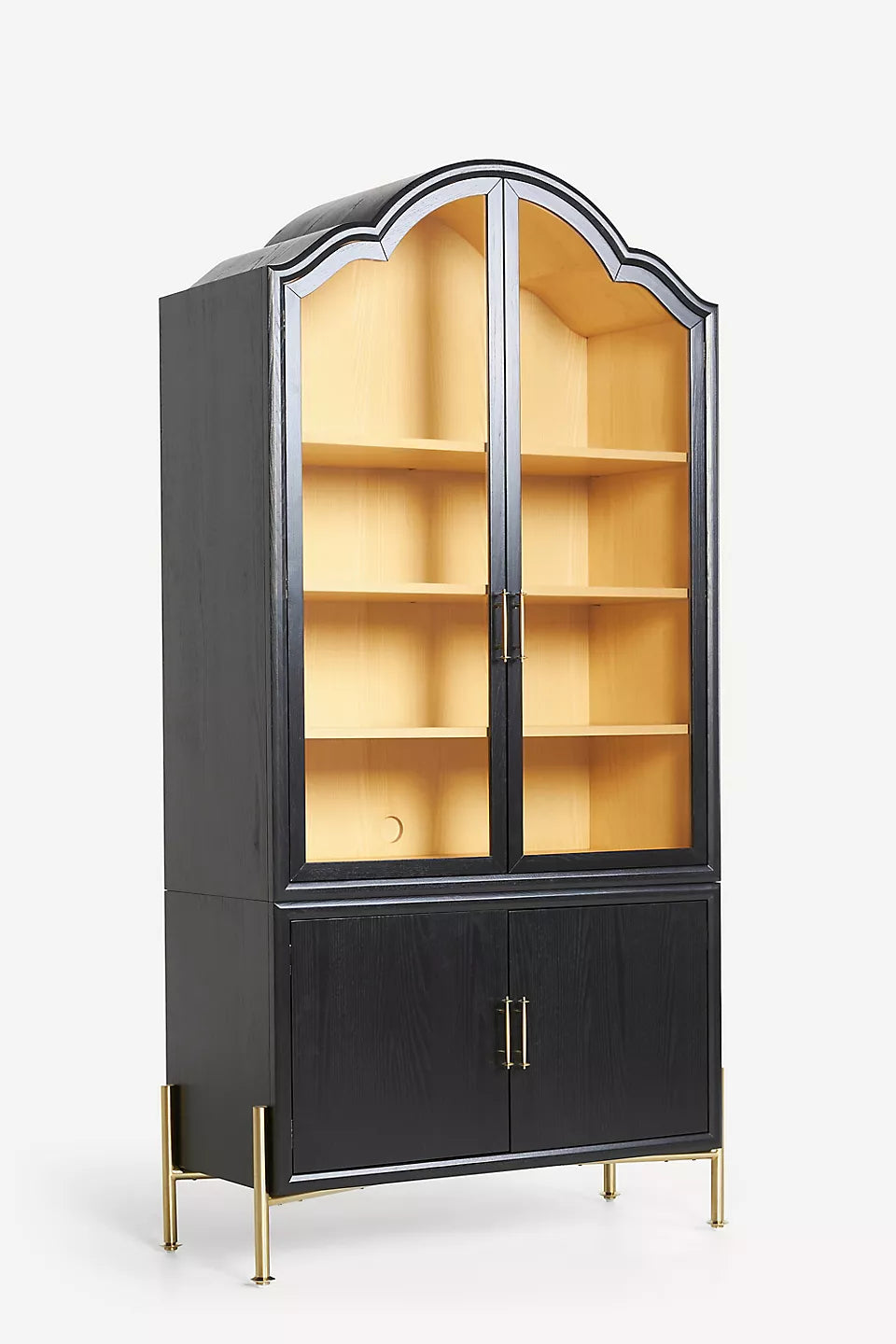 Livia Glass & Wood Storage Hutch Black