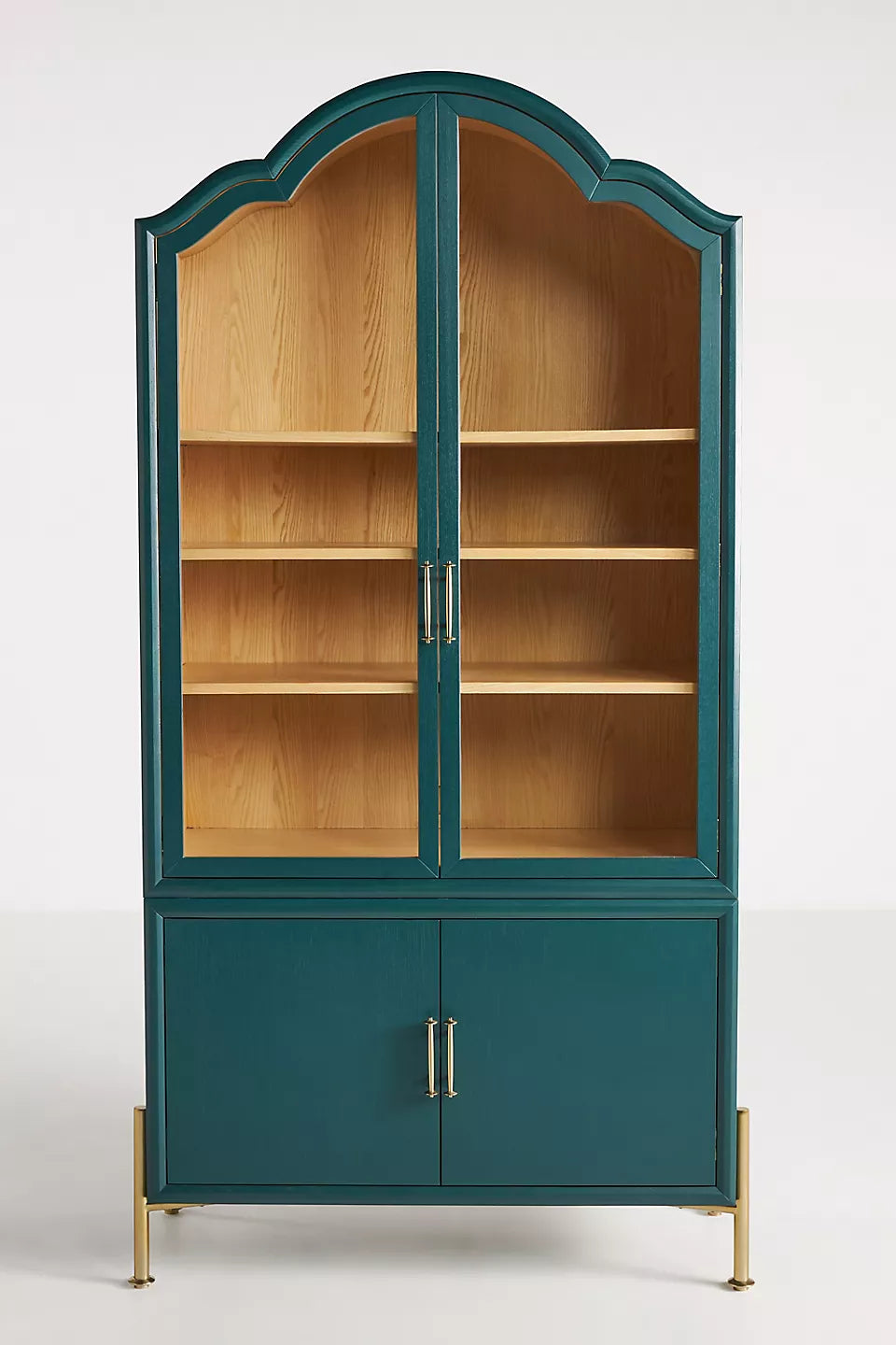 Livia Glass & Wood Storage Hutch Teal