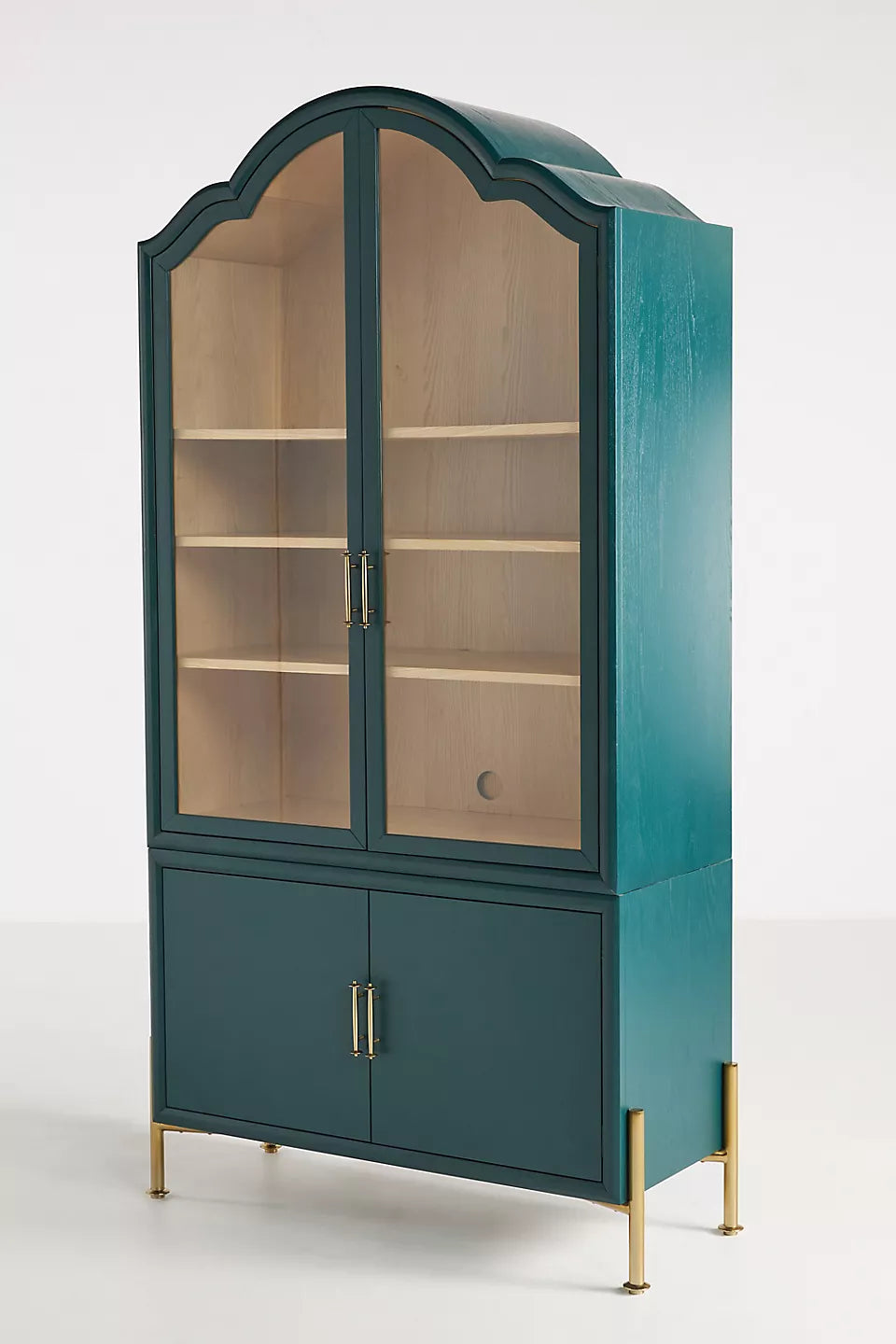 Livia Glass & Wood Storage Hutch Teal