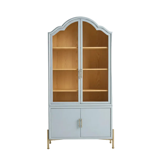 Livia Glass & Wood Storage Hutch Light Blue