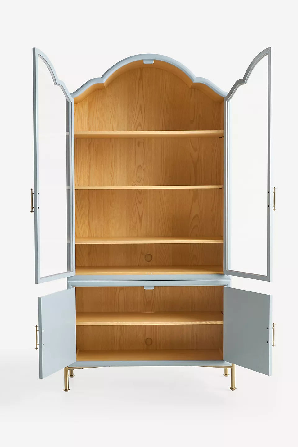Livia Glass & Wood Storage Hutch Light Blue