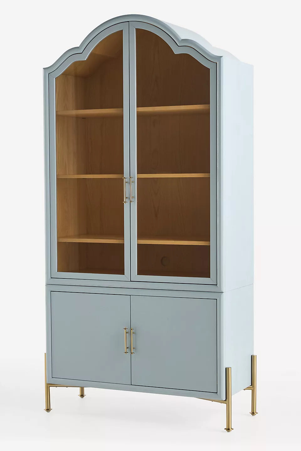 Livia Glass & Wood Storage Hutch Light Blue