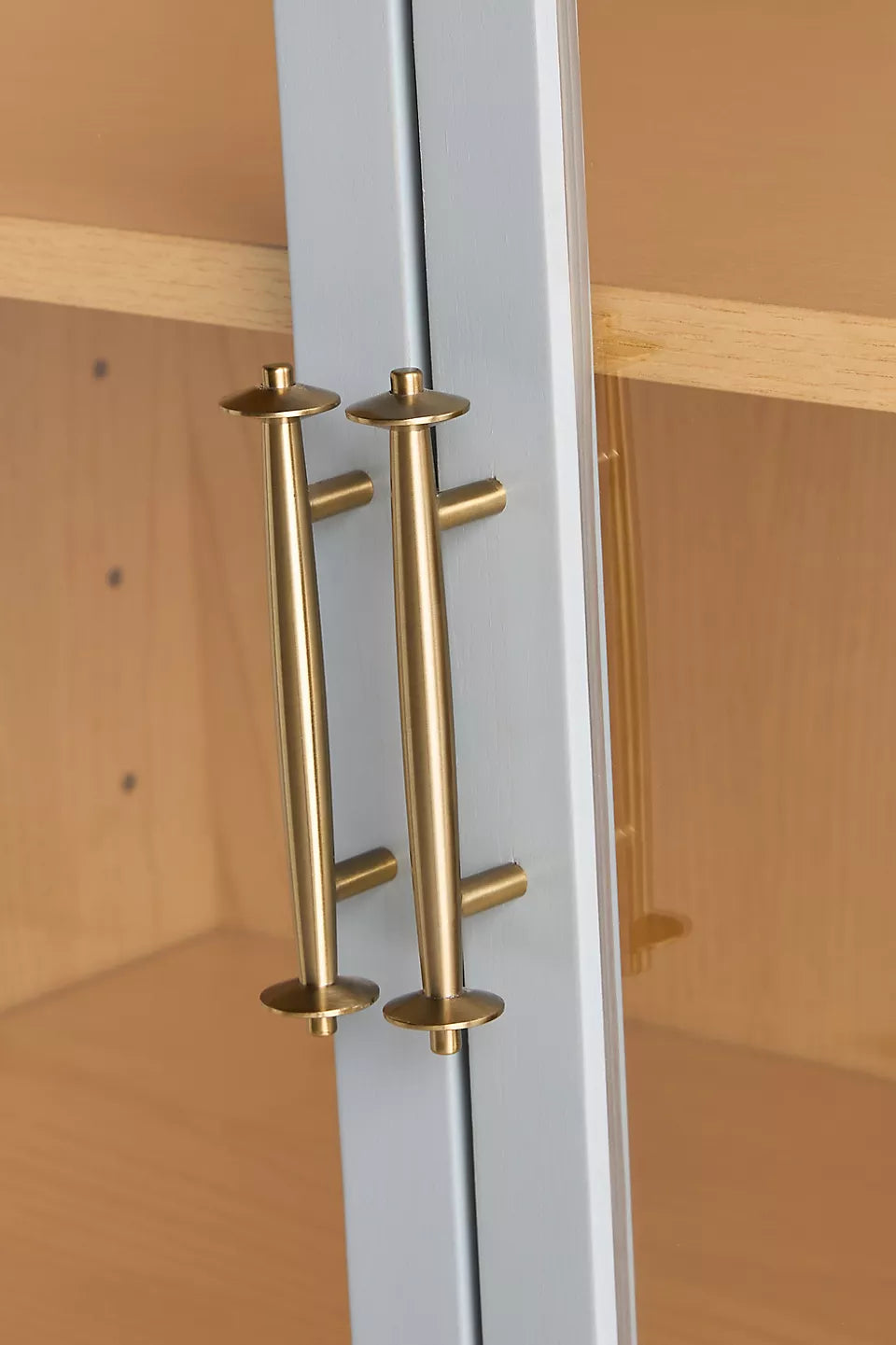 Livia Glass & Wood Storage Hutch Light Blue