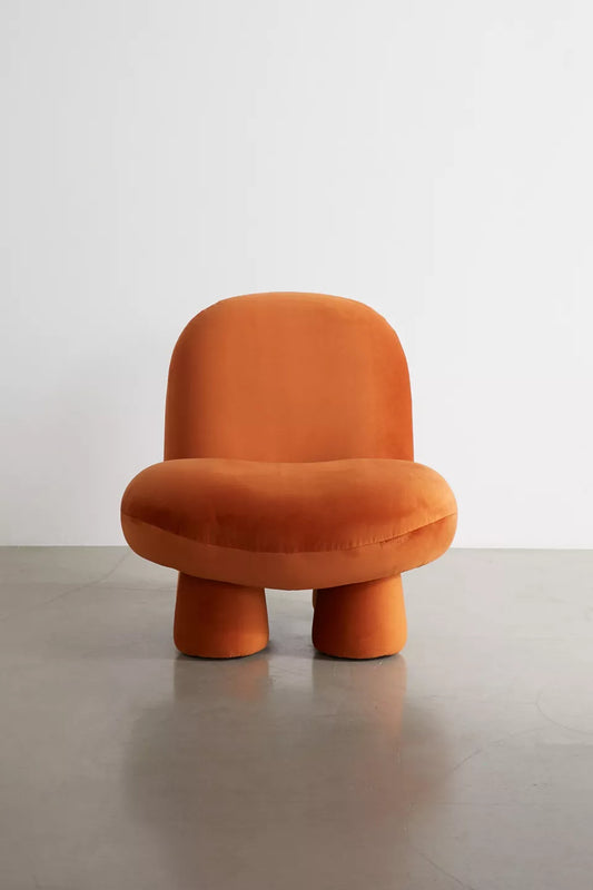 Burnt Orange Bubble Velvet Kids Accent Chair