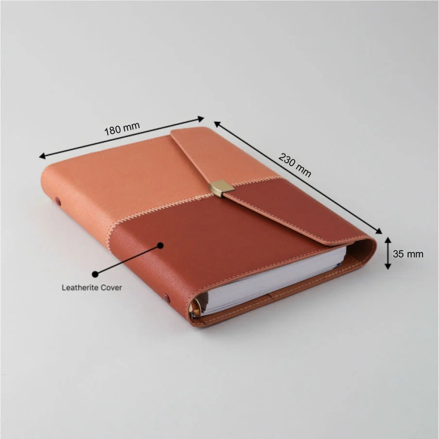 Leatherite Organizer Notebook with Wrap-Around Flap Closure