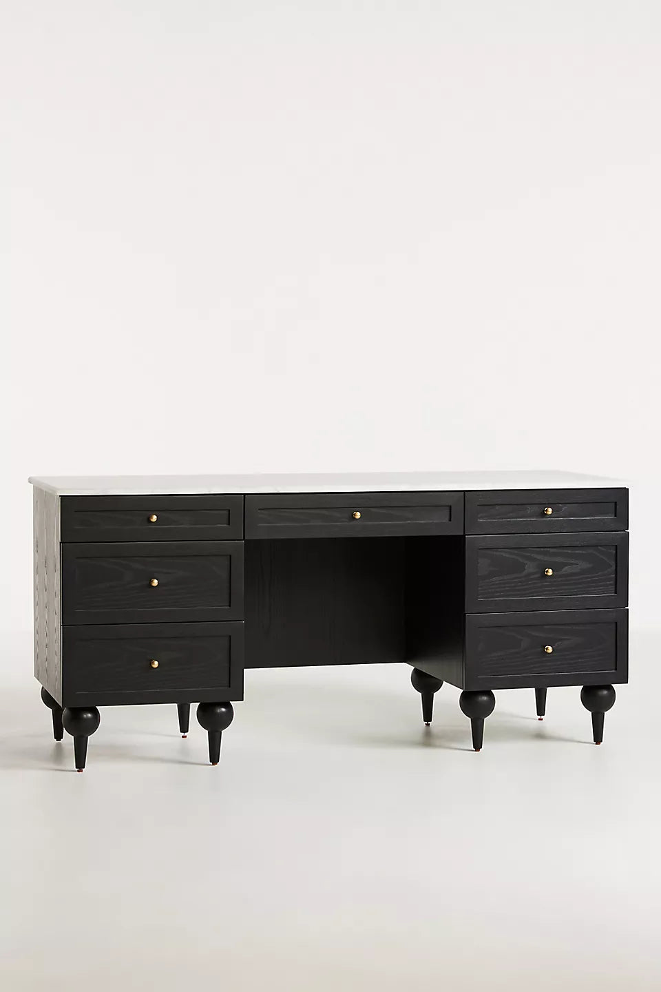 Fern Marble Top Executive Desk Black