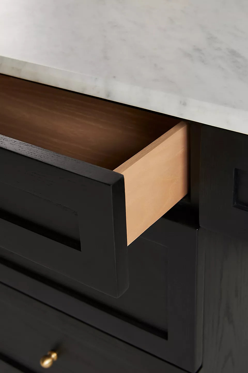 Fern Marble Top Executive Desk Black
