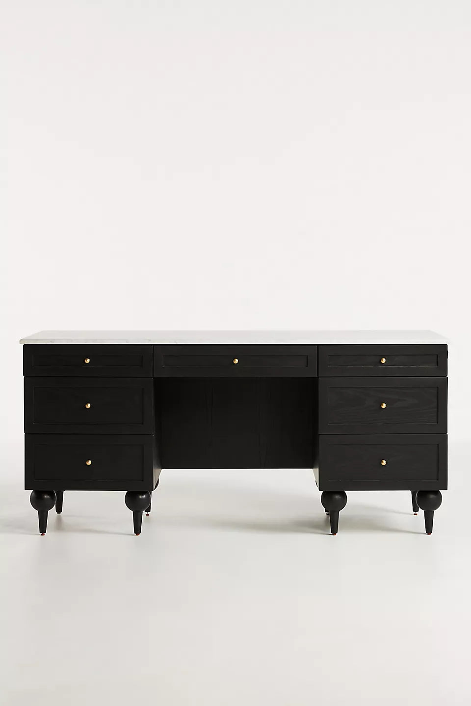 Fern Marble Top Executive Desk Black