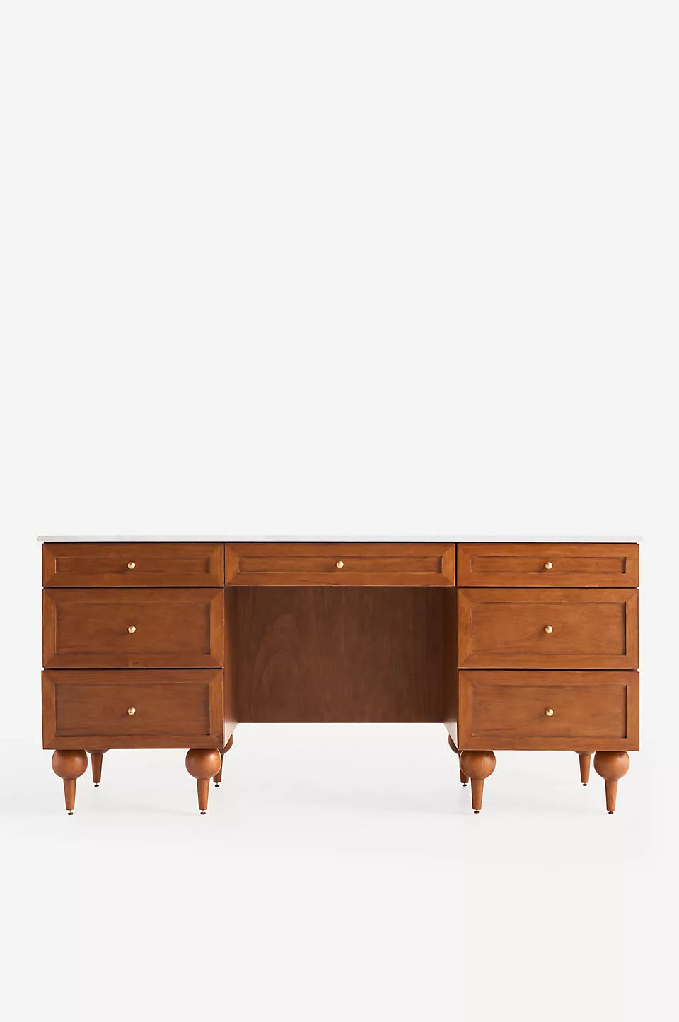 Fern Marble Top Executive Desk Tobacco