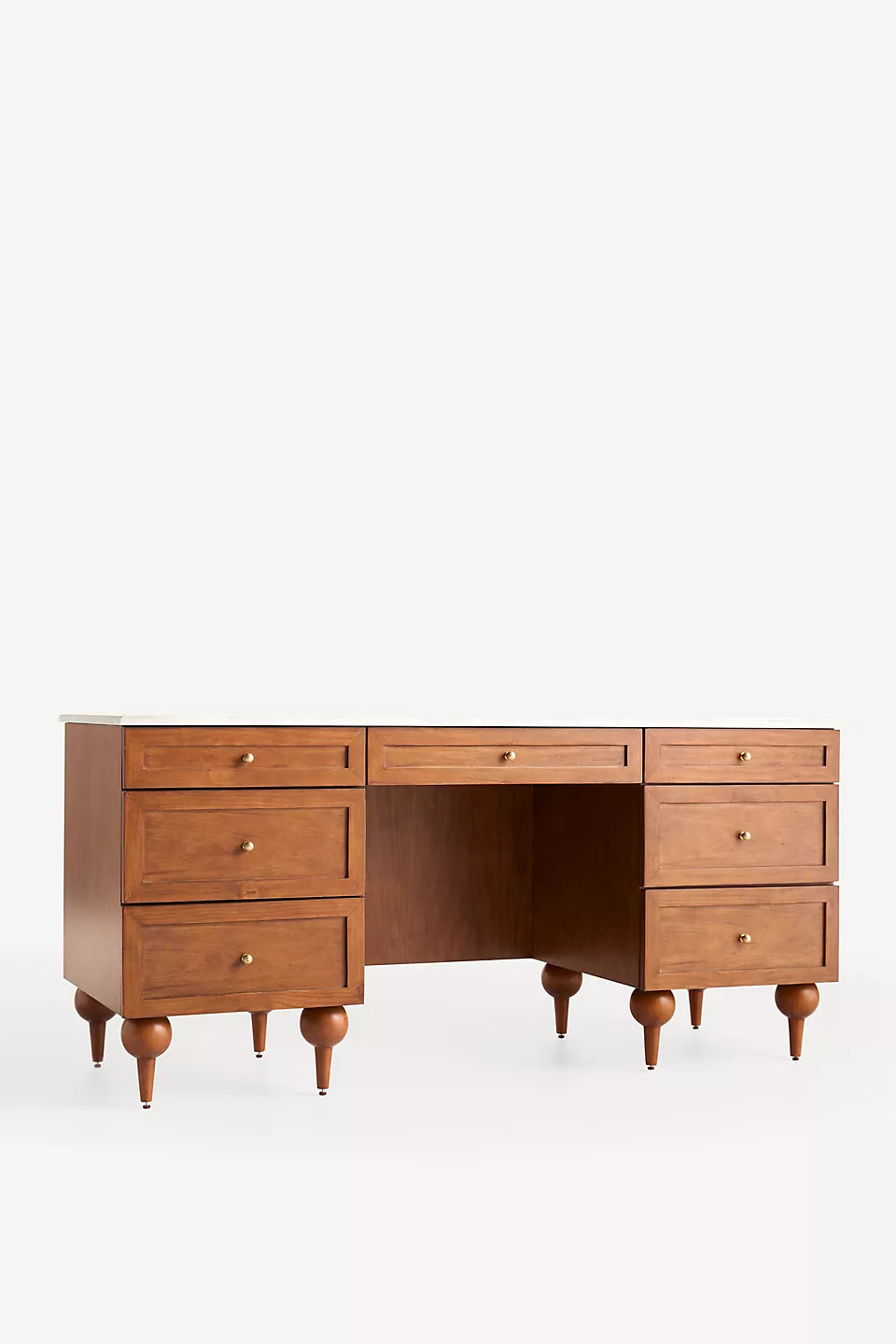 Fern Marble Top Executive Desk Tobacco