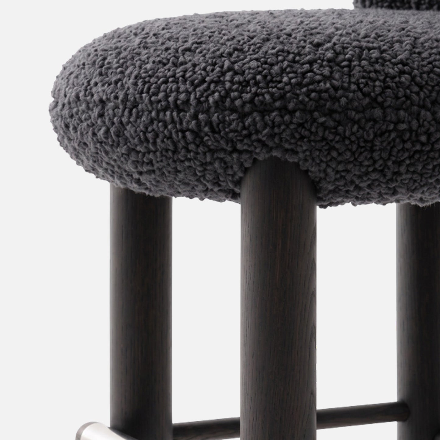 Boevik Plush Charcoal Black Bar Boucle Stool