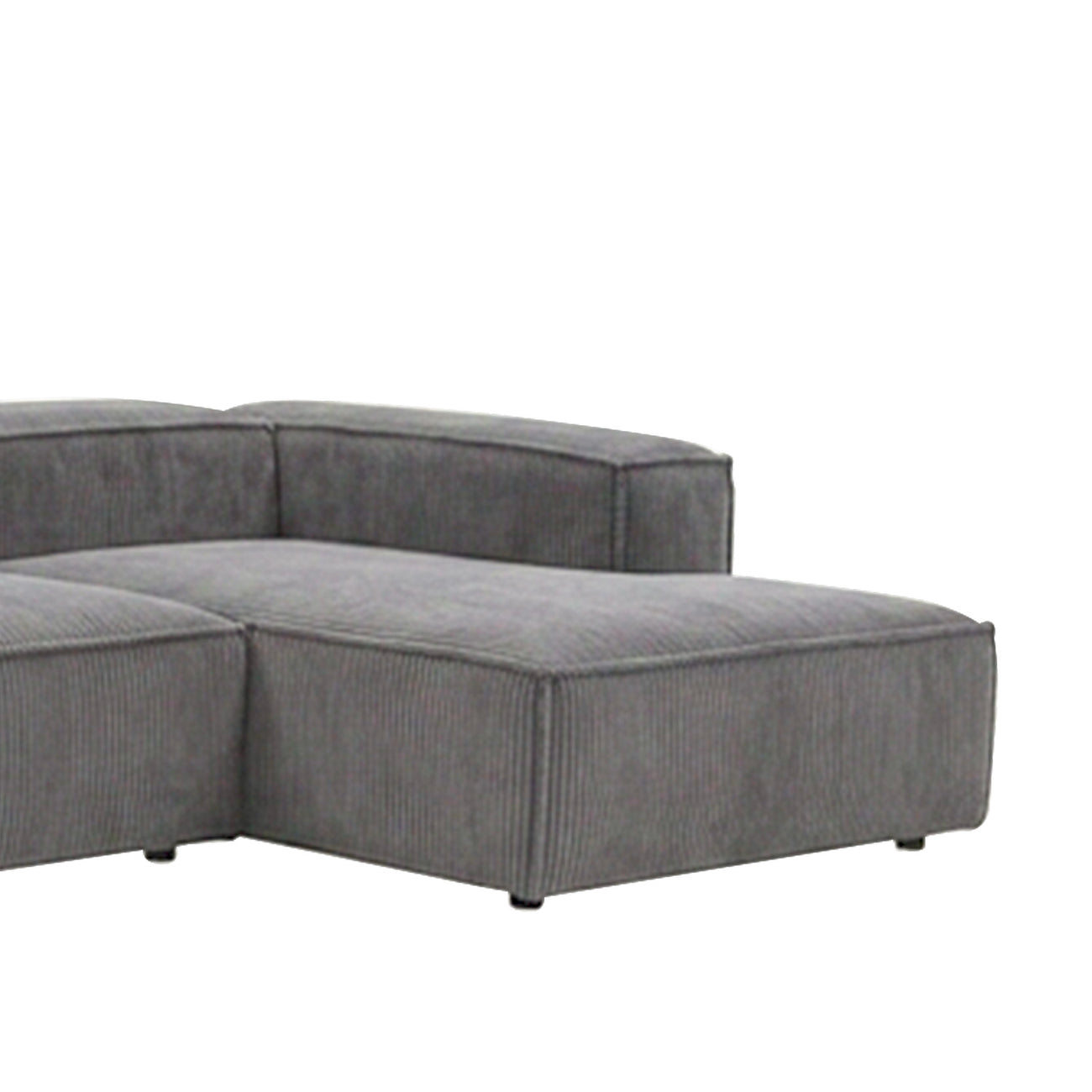 Elegant Edge 2 Seater Versatile Corduroy Grey L Shaped Sofa